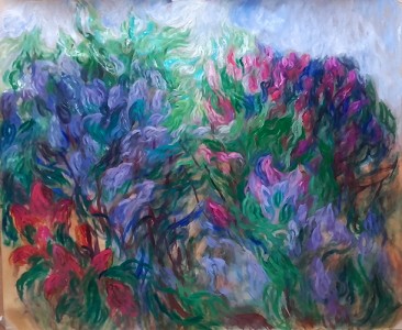 "Lillas" -  huile sur papier marouflé sur toile          